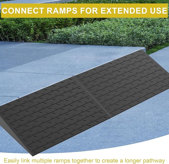 OrangeStar Heavy Duty Rubber Threshold Ramp – 3.5" Rise Wheelchair & Scooter Ramp with Cord Channel, Non-Slip Angled Entry for Doorways, Steps & Garages, 2200 LBS Capacity (Black, 36" Length)