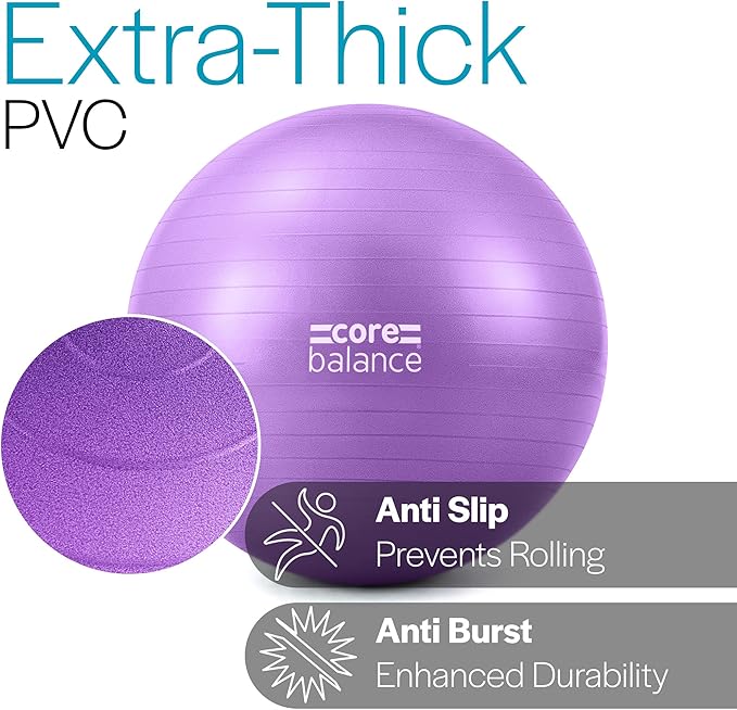 Core Balance Pregnancy Ball with Air Pump - Ideal for Prenatal Yoga, Pilates, and Maternity Exercises, Doubles as Office Chair, Stability and Balance Training, Physical Therapy Equipment (22-33")