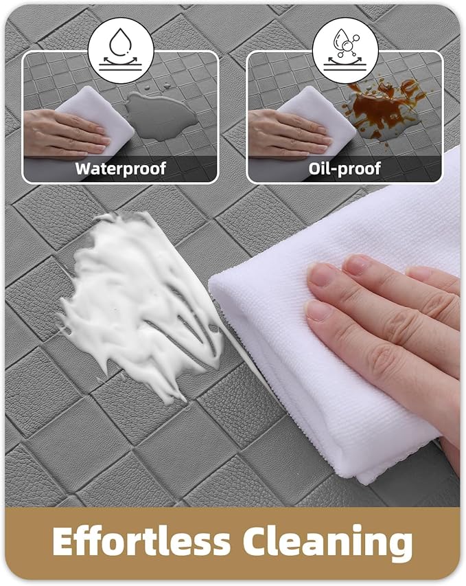 Color&Geometry Extra Wide Kitchen Mats Set 24x59+24x87, Anti Fatigue Cushioned Floor Mat, Waterproof Easy Clean Non Slip Runner for Sink Comfort Standing,Grey