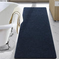 LOCHAS Luxury Bathroom Rug Shaggy Bath Mat 24 x 70 Inch, Washable Non Slip Bath Rugs for Bathroom Shower, Soft Plush Chenille Absorbent Carpets Mats, Navy