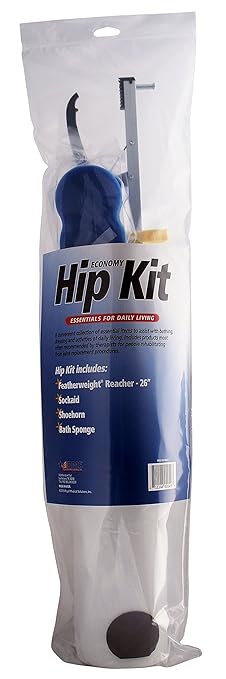 RMS Economy 4 Piece Set Hip Kit - Ideal for Recovering from Hip Replacement, Knee or Back Surgery, Mobility Tool for Moving and Dressing (26 Inch Reacher)