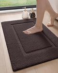 DEXI Bathroom Rugs 24x16, Washable Non Slip Bath Mat for Shower Floor, Absorbent Quick Dry Bathmat with Rubber Backing, Ultra Soft Plush Carpet for Tub, Brown
