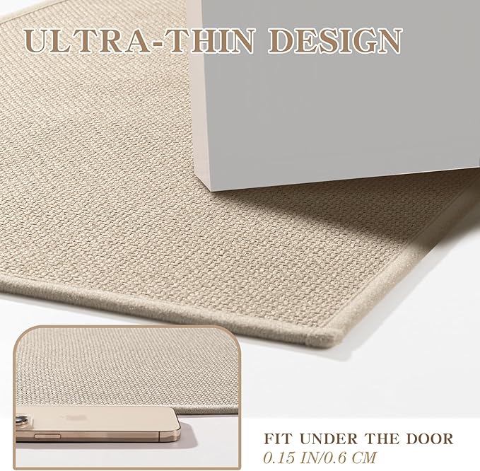 chakme Bathroom Rugs Mat 36x25, Ultra Thin Non Slip Bath Mat Large Quick Dry Absorbent Bath Mat for Bathroom Floor, (Light Beige, 36"x25")