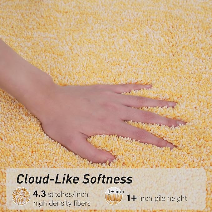 Luxury Quick Dry Non-Slip Bathroom Rugs【17'' x 24'' Chick Yellow】 Highly Absorbent Washable and Ultra Soft, Extra Thick Fluffy Bath Mats for Shower/Kitchen/Bathtub Floor
