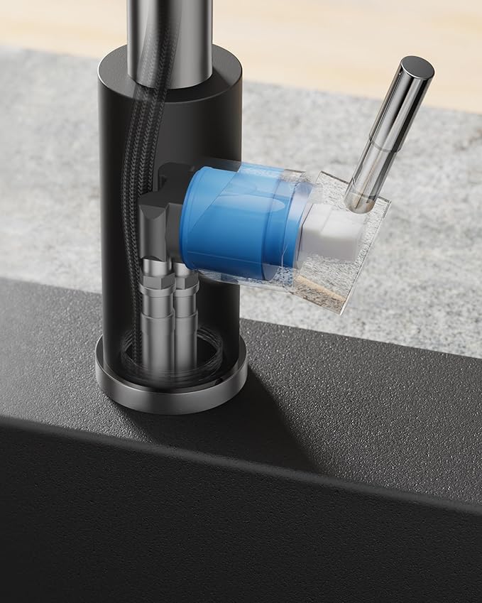 FORIOUS Kitchen Faucet with Pull Down Sprayer, Stainless Steel Commercial Single Handle Classic Spring Pull Out Sink Faucet for Pot Filler, Farmhouse Camper Bar Laundry Room, Black Chrome