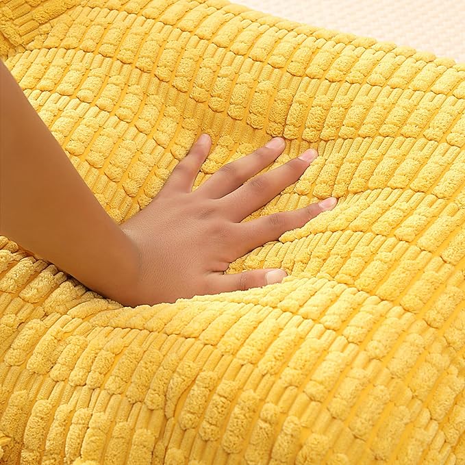 Reading Pillow for Sitting in Bed, Large Backrest Reading Pillow with Arm Rest,Back-Rest Support Cushion for Sit Up on Couch, Sofa, and Floor, Dorm Essentials (Yellow Corduroy, Large(19"))