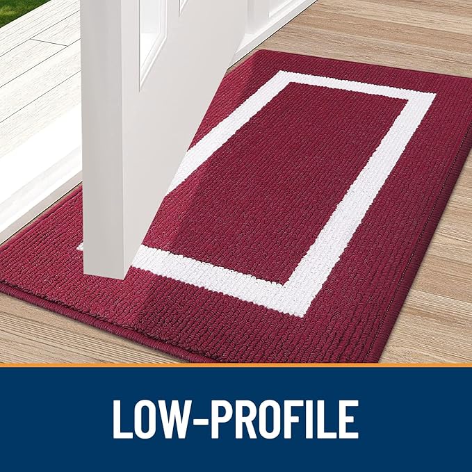 OLANLY Indoor Door Mat, 71x47, Non-Slip Absorbent Resist Dirt Entrance Mat, Washable Low-Profile Inside Entry Doormats for Entryway, Red