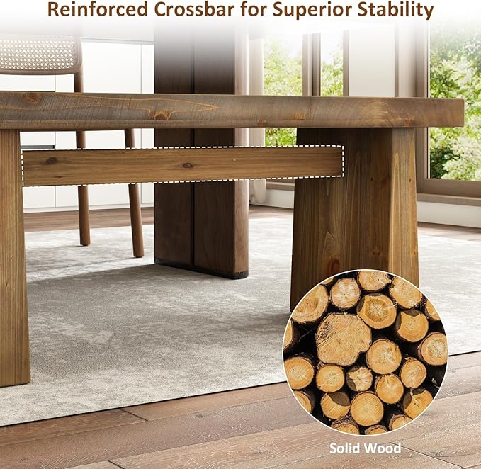 Wnutress 43" Farmhouse Solid Wood Benches Indoor with Wide Angled Legs, Rustic Long Entryway Bench Seat for Dining Table, Kitchen, End of Bed, Living Room, Hallway, Handcrafted Finish, Natural