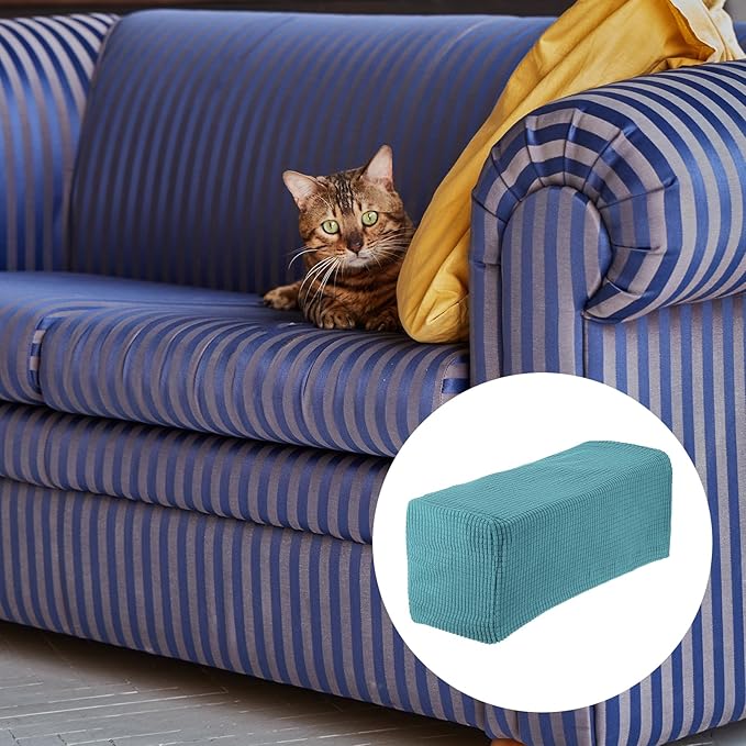 uxcell 2pcs Stretch Armrest Covers for Chairs/Sofas, Couch Arm Covers with Twist Pin, Furniture Protector Slipcovers Light Blue
