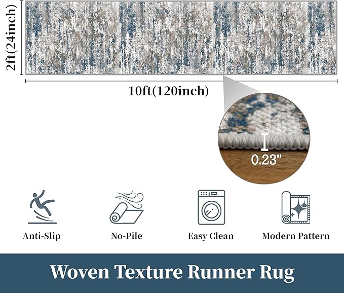 Runners for Hallways Ultra Non-Slip 2x10 Long Runner Rugs Washable Abstract Tear and Stain Resistance No Pile Lightweight Modern Rug Runners for Entryway, Kitchen, Walkway, Entrance, Multi