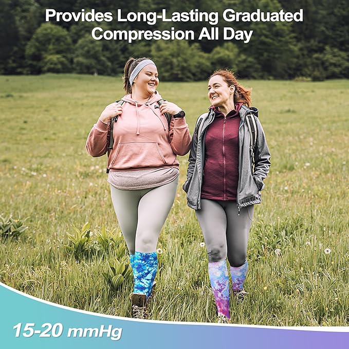 LEVSOX Plus Size Compression Socks for Women Men Wide Calf Extra Large 15-20 mmHg Knee High Sock for Nurses Pregnant Travel