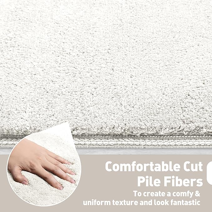 PURE ERA Carpet Stair Treads Ultra Plush Soft Indoor Stair Protectors Pet-Friendly Non-Slip Skid Resistant Tape Free Washable Reusable 8 x 30 inch (2 Pieces,White)