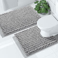 Yimobra Bathroom Rugs Sets 2 Piece - Quick Dry Extra Thick Luxury Chenille Bath Mat, Non Slip Super Absorbent for Tub Shower Sink, Machine Washable Shaggy Floor Mat, 32"x20"+24"x20" Inch, Grey