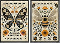 MUDECOR Framed Canvas Print Wall Art Set Butterfly Animals Botanical Bee llustrations Modern Art Decorative Bohemian Calm/Zen for Living Room, Bedroom, Office - 24"x36"x2 Black