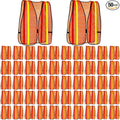 Haysandy 50 Pcs High Visibility Reflective Safety Vest Construction Vest Strips Neon Mesh Universal Size for Men Outdoor (Neon Orange)