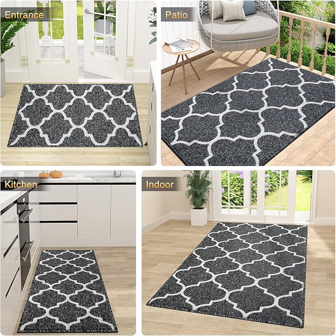 OLANLY Indoor Door Mat, 32x20, Non-Slip Absorbent Resist Dirt Entrance Mat, Washable Low-Profile Inside Floor Doormats for Entryway, Black