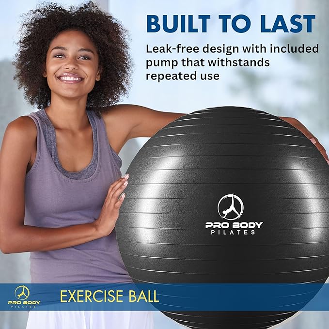 ProBody Pilates Exercise Ball - Multiple Sizes Gym Grade Balance Ball for Fitness, Yoga, Workout, Pregnancy & Physical Therapy