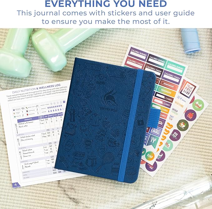 Clever Fox Fitness & Food Journal Pocket – Nutrition & Workout Planner for Women & Men – Diet & Gym Exercise Log Book with Calendars, Diet & Training Trackers – Lasts 3 Months, 4.3x5.5” (Mystic Blue)