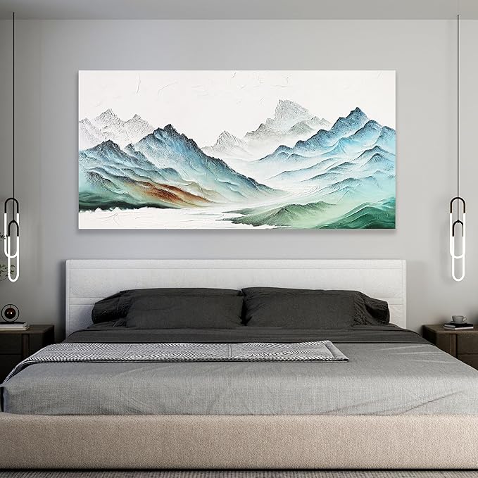 Landscape Canvas Wall Art Modern Painting Wall Art Wall Hanging Decor Framed Artwork Moutain Wall Decor for Living Room Bedroom Dining Room Home Office Decor 24"x48"