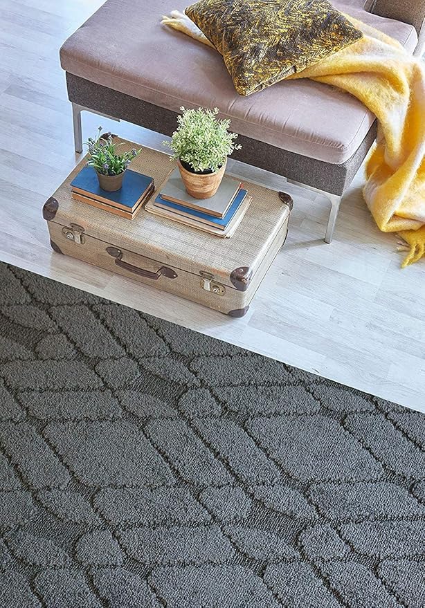 Custom Size Hallway Runner Rug Trellis Grey Color 31 inch Wide Select Your Length Non-Slip (Skid Resistance) Rubber Backing 5 feet x 31 inch (Color Options Available)