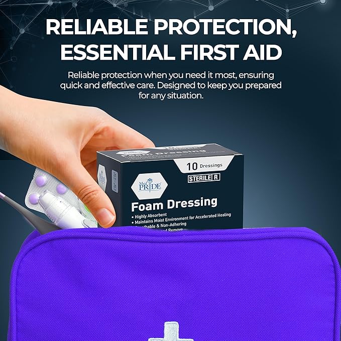 MED PRIDE Foam Dressings for Wounds 4x4in Sterile Non-Adhesive Pads Highly Absorbent Waterproof Medical Foam Padding (10 Count (Pack of 1))