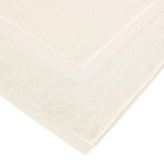 Amazon Basics Banded Bathroom Bath Rug Mat, Cream, 31" L x 20" W