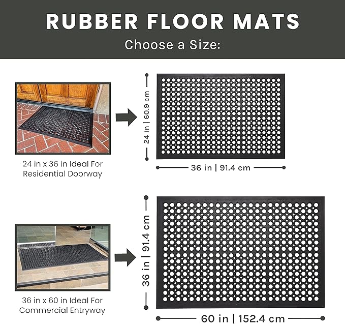 Envelor 4-Pack Anti Fatigue Rubber Mat Non-Slip Restaurant for Floors Bar Drainage Mat Doormat Door Mat Utility Garage Home Anti Slip Entry Mat 24 x 36 Inches