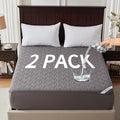 2 Pack Waterproof Mattress Protector, Twin Size Mattress Pad with Deep Pocket 6"-15" Depth, Soft Breathable Dirt-Proof Single Bed Mattress Cover for Bedroom, Dorm Room (Gray)