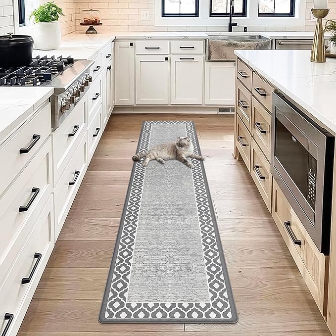 Anti Fatigue Kitchen Rug Long Kitchen Mats for Floor Ergonomic Comfort Memory Foam Standing Mat Non Slip Waterproof Kitchen Rug Farmhouse Kitchen Rugs for Office Sink Laundry 17.3"x70.8" Grey
