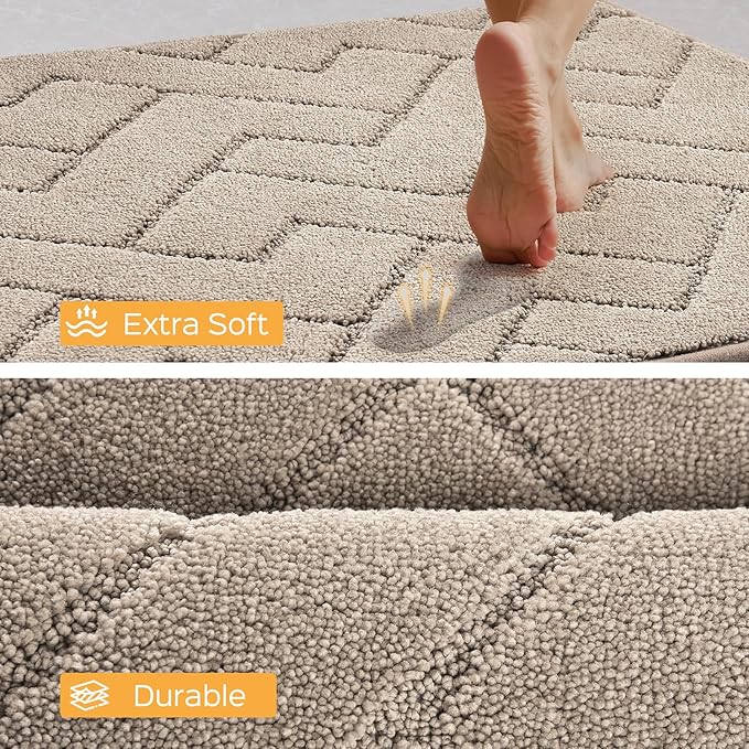 Machine Washable Kitchen Rugs 24" x 70", Non-Slip Kitchen Runner Rugs Mats for Floor, Absorbent Comfort Standing Mats for Kitchen, Sink, Laundry and Hallway, Rolled Packaging, Taupe