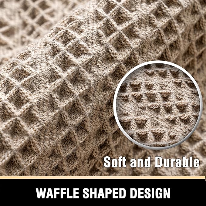 H.VERSAILTEX Waffle Bath Runner Rug Long Bath Mat Super Absorbent Boho Bath Rugs Non Slip Bath Runner for Bathroom Floor Machine Washable Dry Fast Bathroom Rugs with Tassels, 24" x 60", Irish Cream