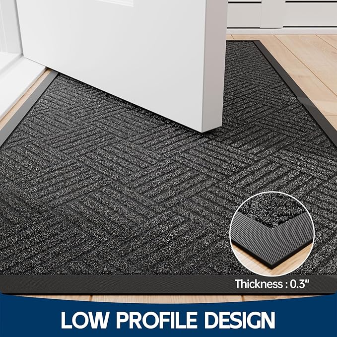Front Door Mat Outside Entrance, 6' x 2' Heavy Duty Indoor Outdoor Door Mats for Entryway, Trap Dirt Outdoor Doormat Low Profile, Non Slip Welcome Mats for Front Door, Artificial Grass