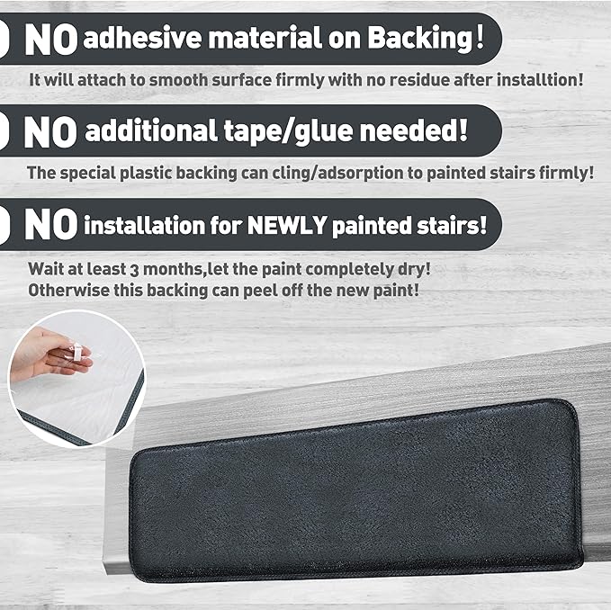PURE ERA Carpet Stair Treads Ultra Plush 9.5" X 30"Soft Bullnose Indoor Stair Protectors Pet-Friendly Non-Slip Skid Resistant Tape Free Washable Reusable(7 Pieces,Dark Gray)