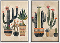 MUDECOR Framed Canvas Print Wall Art Set Mexican Cactus Tropical Botanical llustrations Modern Art Decorative Bohemian Calm/Zen for Living Room, Bedroom, Office - 16"x24"x2 White