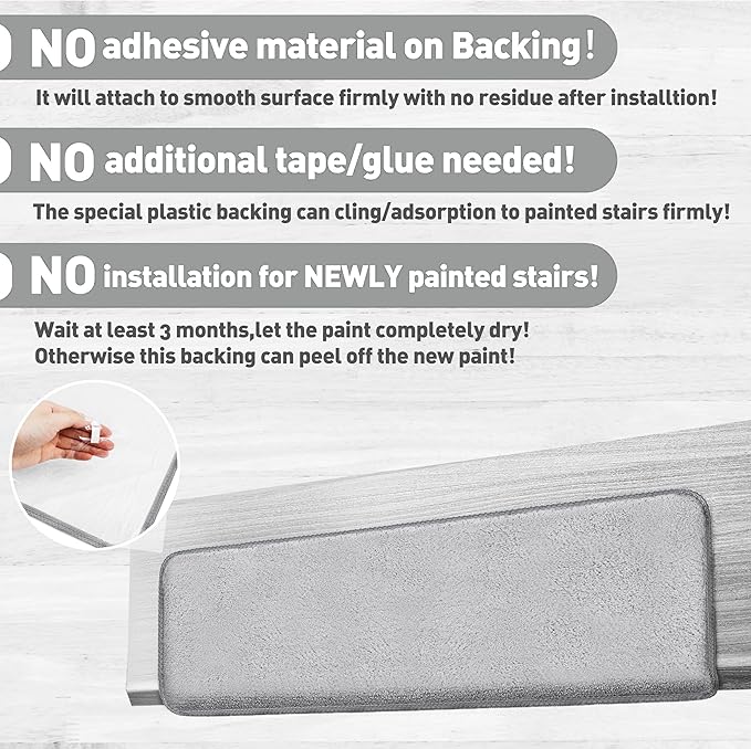 PURE ERA Carpet Stair Treads Ultra Plush 9.5" X 30"Soft Bullnose Indoor Stair Protectors Pet-Friendly Non-Slip Skid Resistant Tape Free Washable Reusable(2 Pieces,Gray)