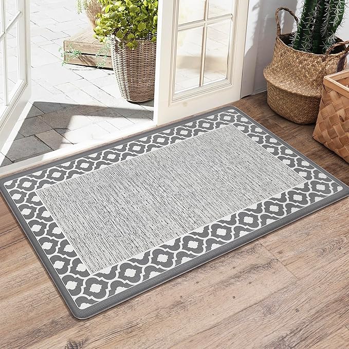 Small Anti Fatigue Kitchen Rug Kitchen Sink Rug Non Slip Kitchen Mats for Floor Cushioned Kitchen Rug Ergonomic Comfort Standing Mat for Kitchen Floor Office Sink Laundry 17.3"x27.5" Grey
