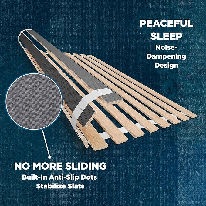 Meliusly SlatSure Queen Size Bunkie Board – Heavy Duty Vertical Bed Slats & Foldable Wooden Support Board for Sagging Mattress or Platform Bed Frame, Box Spring Alternative and Replacement