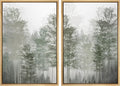 MUDECOR Framed Canvas Print Wall Art Pastel Watercolor Misty Fog Forest Tree Wilderness Nature Illustrations Modern Art Decorative Calm/Relax Multicolor Rustic Minimal for Bedroom - 24"x36"x2 Natural