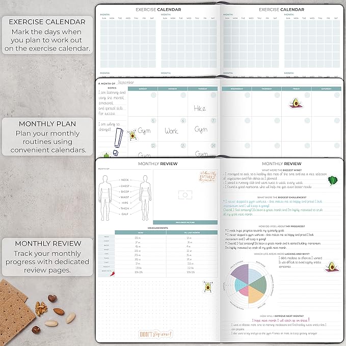 Clever Fox Meal Planner PRO – Weekly Meal Prep Journal with Grocery List & Weigh Loss Tracker – Diet, Fitness & Welness Log Book – Nutrition Diary Notebook – Lasts 12 Months, 7x10” (Black)
