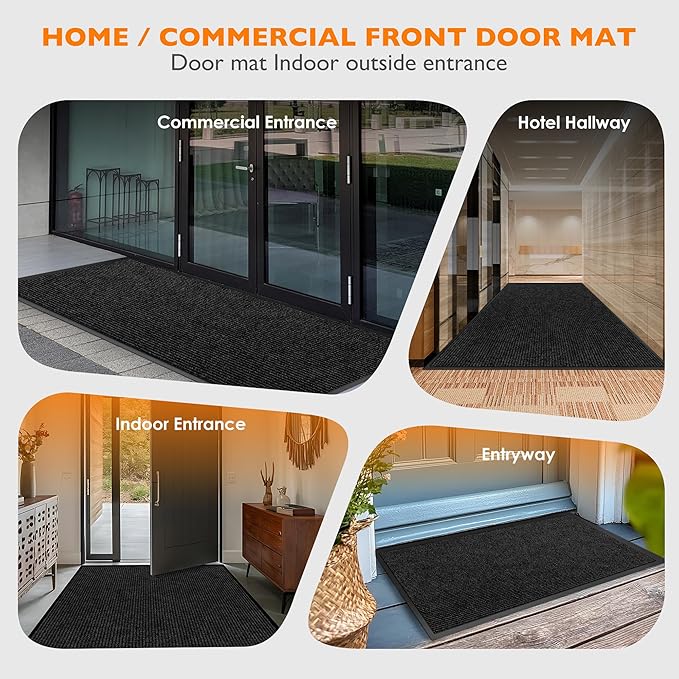Custom Size Extra Large Front Door Mat, 3FT x 41FT Indoor Outdoor Entrance Commercial Floor Mat, Heavy Duty Dirt Trapper Doormat for Entryway Welcome Mat, Low Profile, Non-Slip, Waterproof