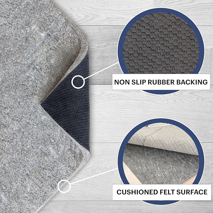 RUGPADUSA - Dual Surface - 9'10" x 12'10" - 3/8" Thick - Felt + Rubber - Enhanced Non-Slip Rug Pad - Adds Comfort and Protection - for Hard Surface Floors