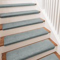 PURE ERA Carpet Stair Treads Ultra Plush 9.5" X 30"Soft Bullnose Indoor Stair Protectors Pet-Friendly Non-Slip Skid Resistant Tape Free Washable Reusable(7 Pieces,Greenish Gray)
