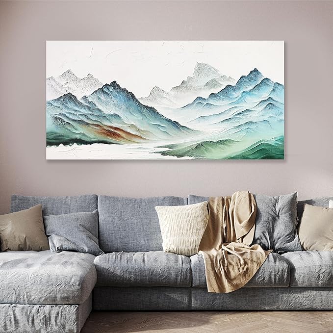 Landscape Canvas Wall Art Modern Painting Wall Art Wall Hanging Decor Framed Artwork Moutain Wall Decor for Living Room Bedroom Dining Room Home Office Decor 29"x58"