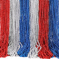 Moon Boat 4th of July Accessories Necklaces: Blue White and Red Beads Bulk, Patriotic Party Independence Memorial Day Favors Toys Decorations, 100 Pieces