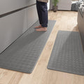 Color&Geometry Anti Fatigue Cushioned Checkered Designed Kitchen Mats Set, Easy Clean, Waterproof & Oil Proof Kitchen Floor Mat, Anti Slip Runner for Front Sink Comfort Standing,17x47+17x71,Grey