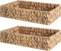 StorageWorks Large Water Hyacinth Tray for Bathroom, Wicker Storage Basket for Shelves, Handwoven Natural Hyacinth Baskets for Organizing, 2-Pack