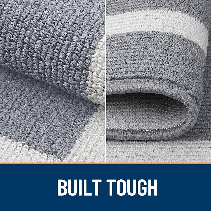 OLANLY Indoor Door Mat, 59x35, Non-Slip Absorbent Resist Dirt Entrance Mat, Washable Low-Profile Inside Entry Doormats for Entryway, Grey
