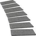 PURE ERA Bullnose Carpet Stair Treads Set Tape Free Non-Slip Indoor Stair Protectors Pet Friendly Rugs9.5" x 30"(7 Pieces,Grey Mini-Diamond Trellis)