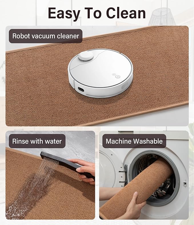 YIHOUSE Bathroom Rugs Mats Sets 5 Pieces, Ultra Thin Bath Mat Absorbent Non Slip Bath Rugs for Bathroom Washable, Shower, Sink, Laundry (Orange, 5 Pieces)