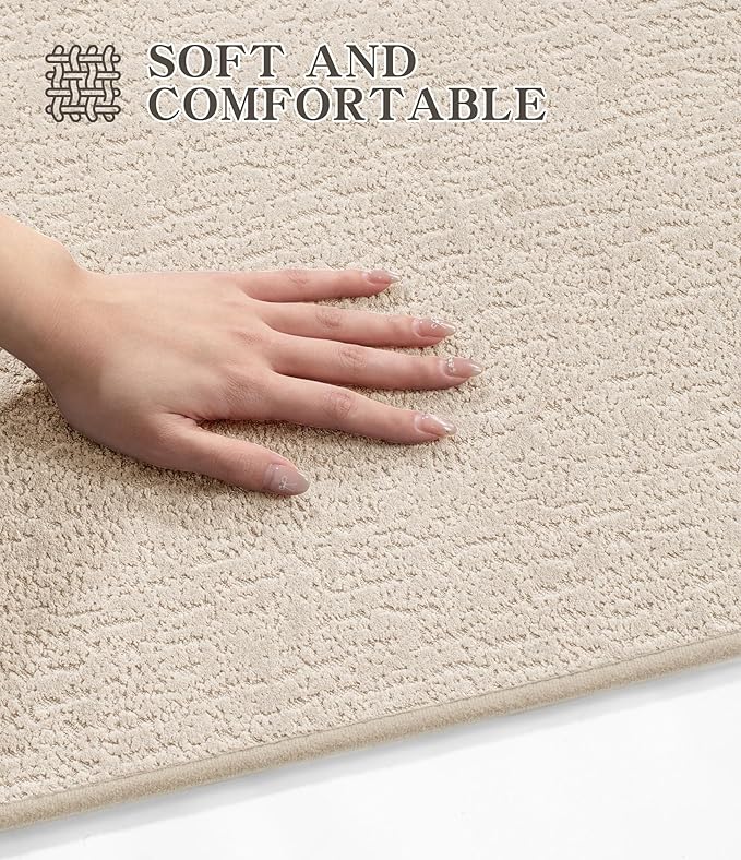 chakme Bathroom Rugs Mat 47x24, Ultra Thin Non Slip Bath Mat Quick Dry Absorbent Bath Mat for Bathroom Floor, (Light Beige, 47"x24")